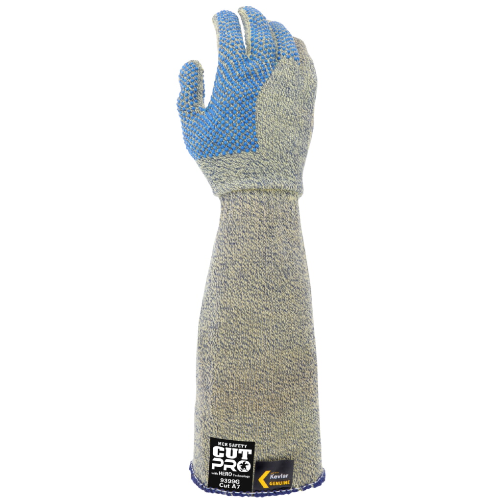 MCR Safety Gloves Kevlar Armor Tech XS-extened wristdotted (9399GXS)