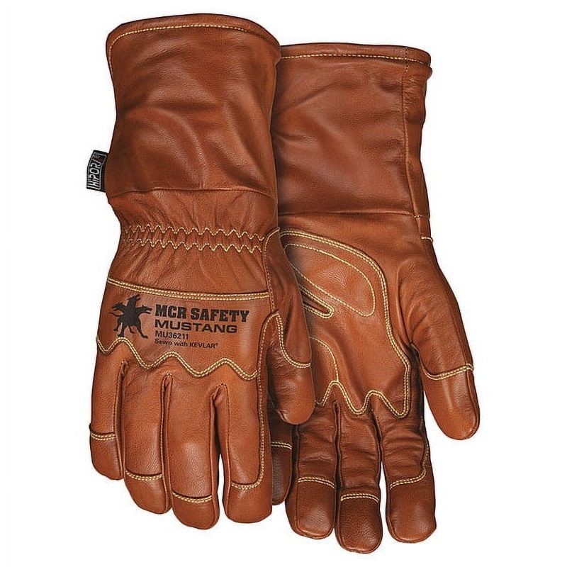 MCR Safety Gloves Brown Extra Hvy Wgt F/R Gauntlet Glove (9432GFR)