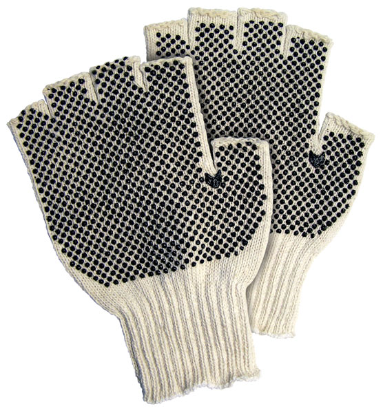MCR Safety Gloves Cotton/Polyester Fingerless Dot (9508XLM)