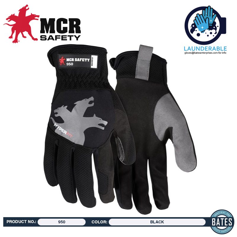 MCR Safety Gloves Multi-Task HyperFit Design, Black (950M)