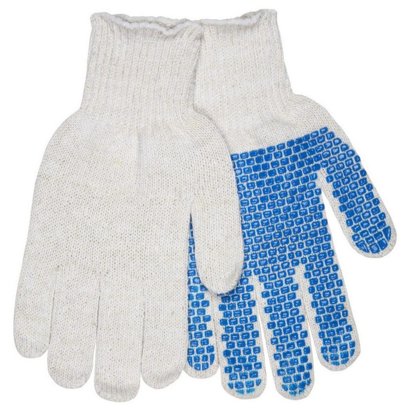 MCR Safety Gloves Reg Cotton/Polyeste Blue PVC Dots 1-Side (9650LMB)
