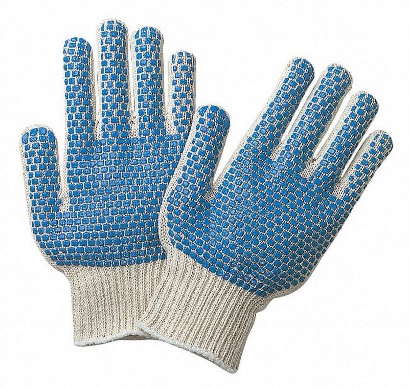 MCR Safety Gloves Reg Cotton/Poly Blue PVC Dots 2-Sides (9660SMB)