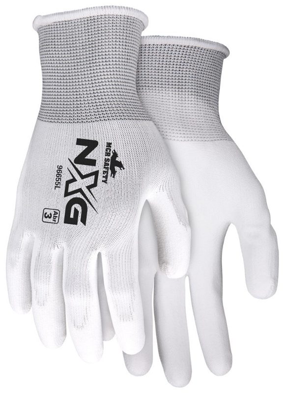 MCR Safety Gloves White Poly White PU 13 Gauge XL (96655XL)