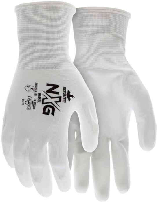 MCR Safety Gloves White Poly White PU 18 Gauge XL (96658XL)