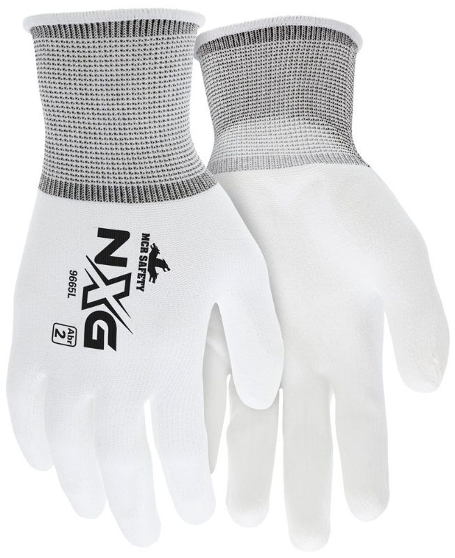 MCR Safety Gloves White Nylon White PU 13 Gauge (9665M)