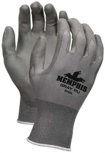 MCR Safety Gloves Gray Nylon Gray PU 13 Gauge (9666S)