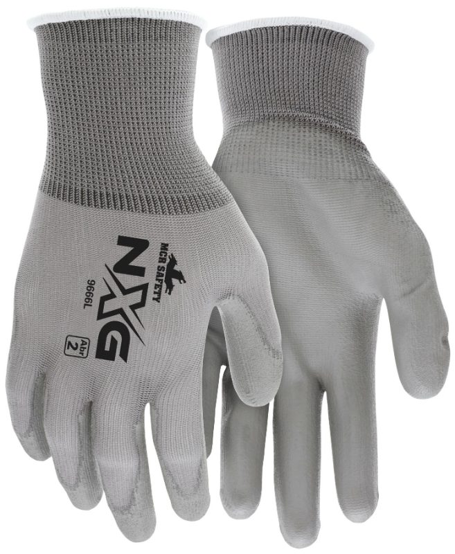 MCR Safety Gloves Gray Nylon Gray PU 13 Gauge XS (9666XS)
