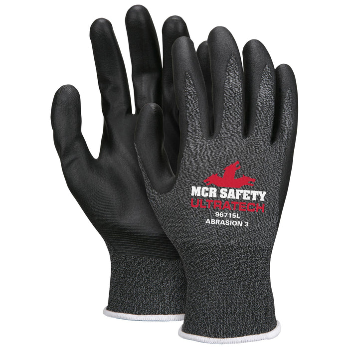 MCR Safety Gloves S&P Nylon, Blk NF, Ltx Free,15g, M (96715M)