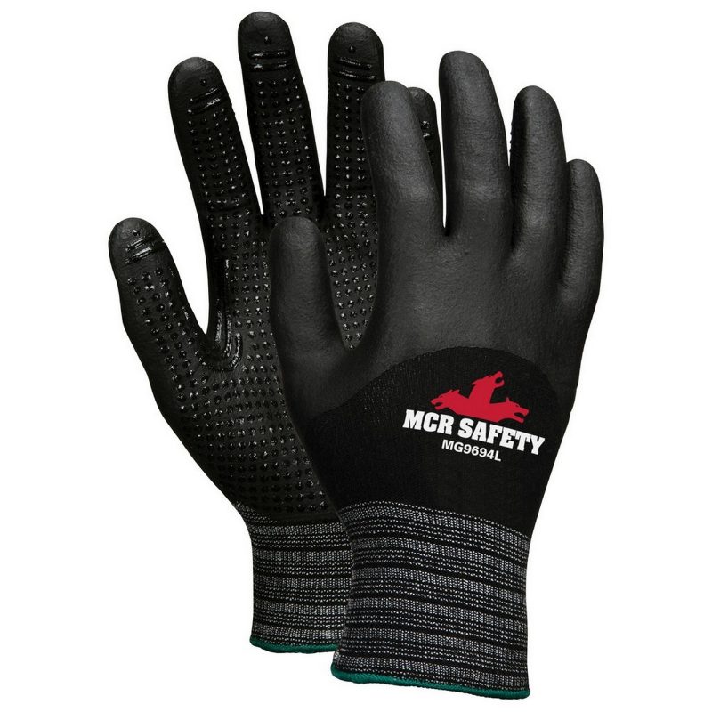MCR Safety Gloves S&P Nylon, Blk NF, Ltx Free,15g, XXL (96715XXL)