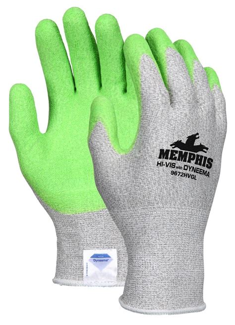MCR Safety Gloves Dynma, S&P, Hi-Vis, Green, Latex, M (9672HVGM)