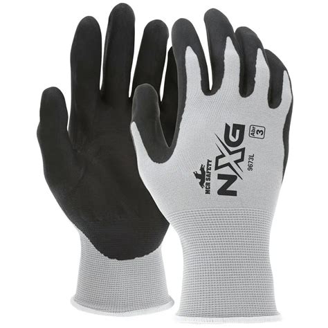 MCR Safety Gloves Gray Nylon,Blk Nitril Plm, Ltx Free,15g (967315XS)