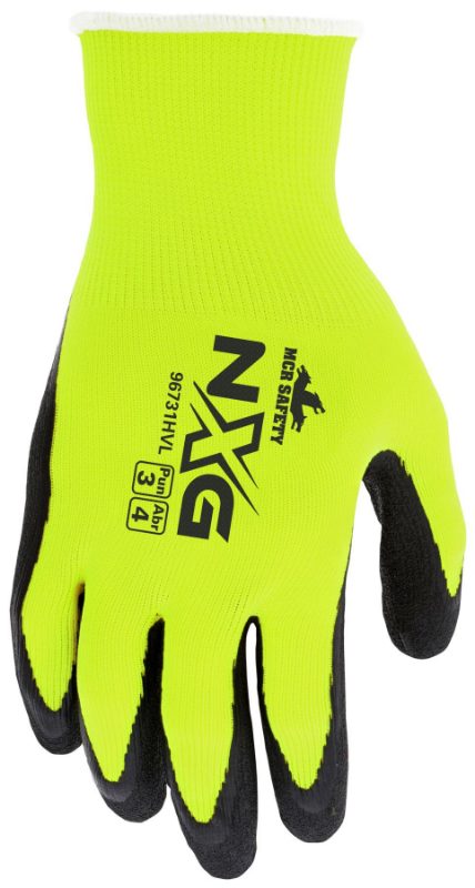 MCR Safety Gloves Yellow Hi-Vis/Black Foam Ltx, M (96731HVM)