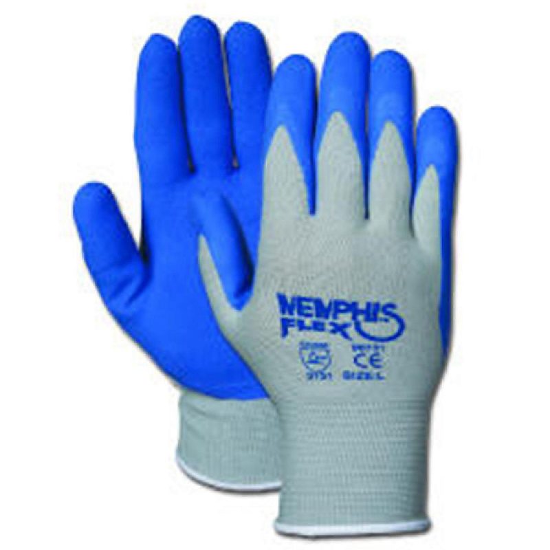 MCR Safety Gloves Gray Shell Blue Foam Latex 13 Gauge M (96731M)