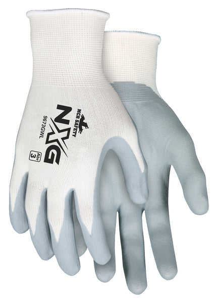 MCR Safety Gloves White Shell/Gray Nitrile Coat M (9673GWM)