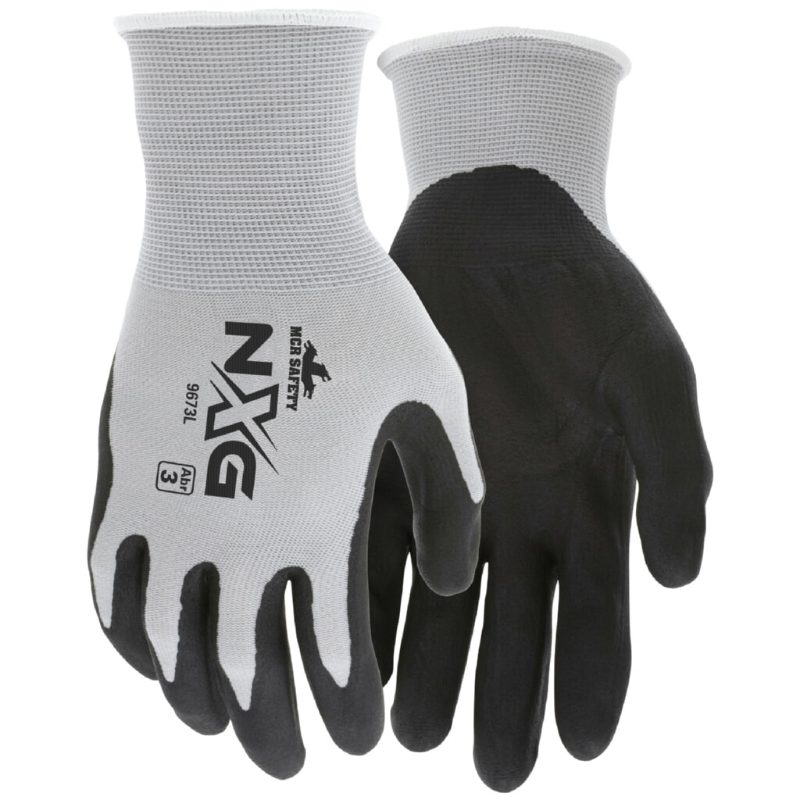 MCR Safety Gloves Gray Shell, Black Foam Nitrile, 13 Gauge (9673S)