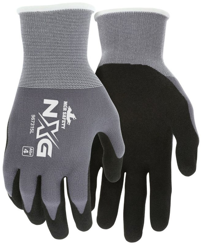 MCR Safety Gloves Grey Shell Black Sandy Finish XS (9673SFXS)