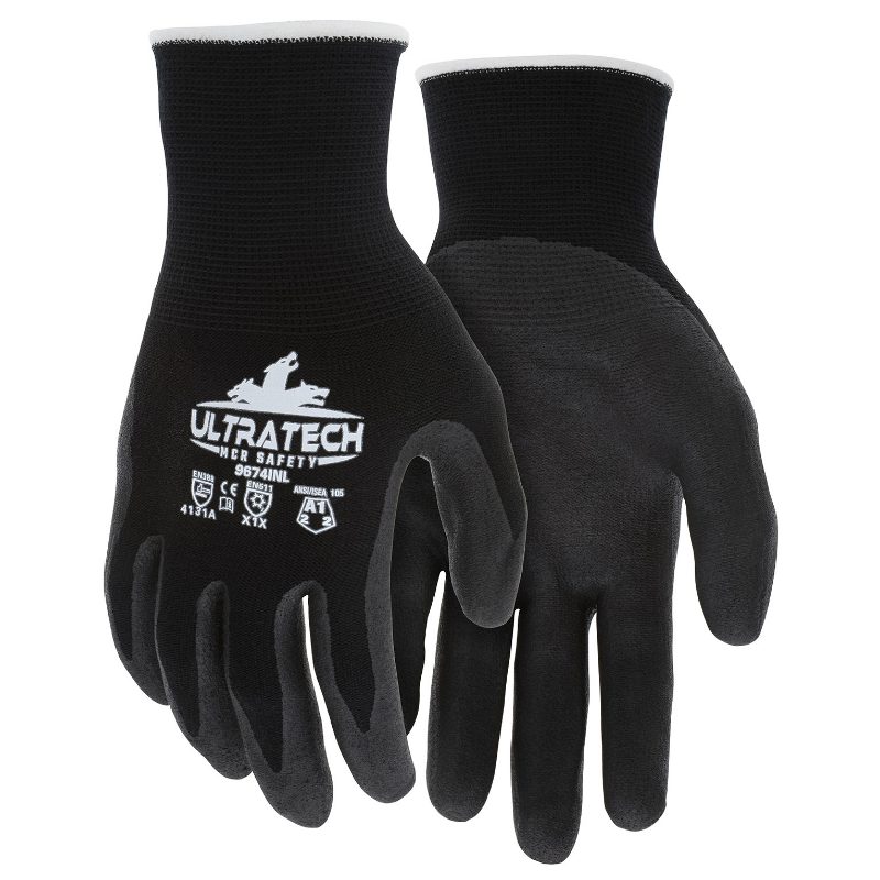 MCR Safety Gloves UltraTech,15g Nylon/Merino Wool, Nitrile (9674INXL)