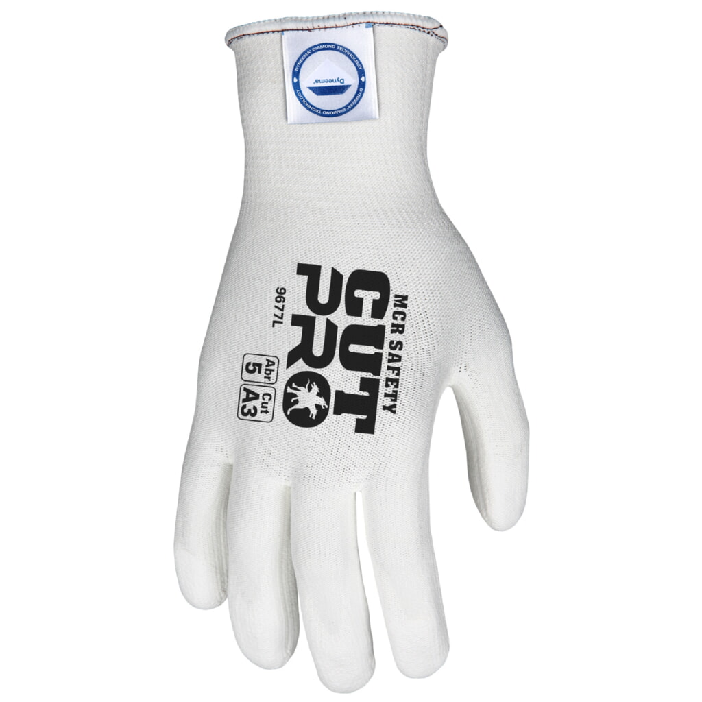 MCR Safety Gloves Ultra Tech DiamondTech White, White PU M (9677M)