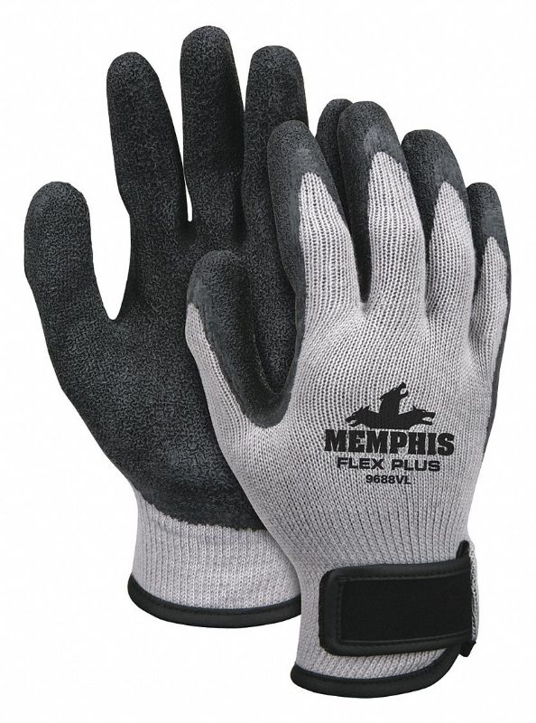 MCR Safety Gloves Flex Plus Gray W/Black Latex 10 Gauge (9688VM)