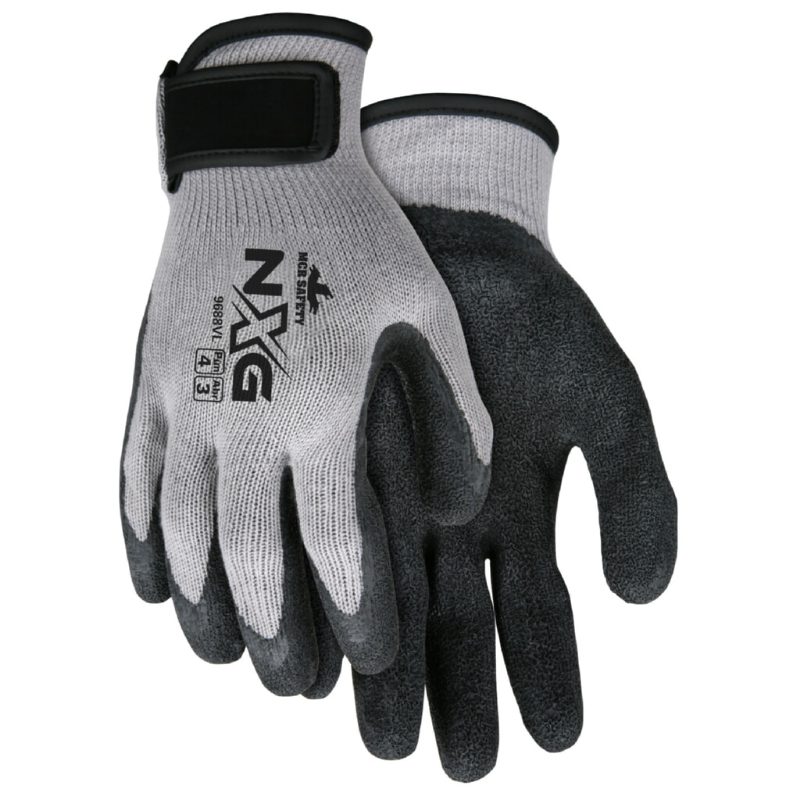 MCR Safety Gloves Flex Plus Gray W/Black Latex 10 Gauge (9688VS)
