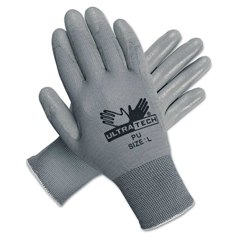 MCR Safety Gloves Ultra Tech Gray PU, Palm Nylon 13 Gauge (9696L)