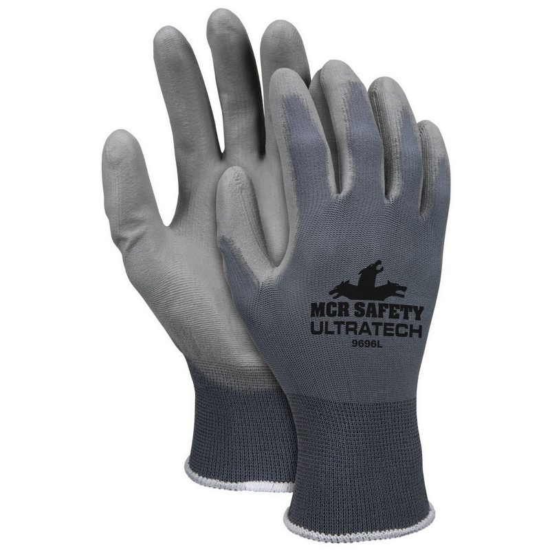 MCR Safety Gloves Ultra Tech Gray PU, Palm Nylon 13 Gauge (9696S)