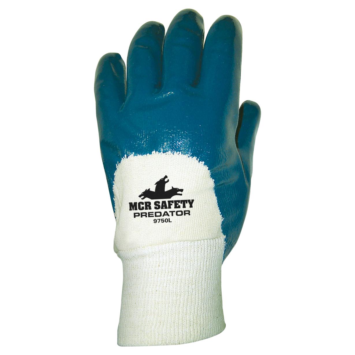 MCR Safety Gloves Predator,Palm Coated, Knit Wrist (9750)