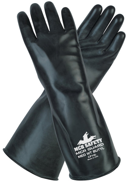 MCR Safety Gloves Unsupported Butyl Glove,14", Rough Fin (CP14RS)