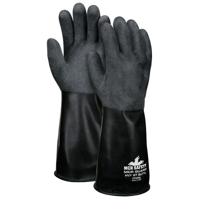 MCR Safety Gloves Unsupported Butyl Glove,14", Rough Fin S (CP25RS)