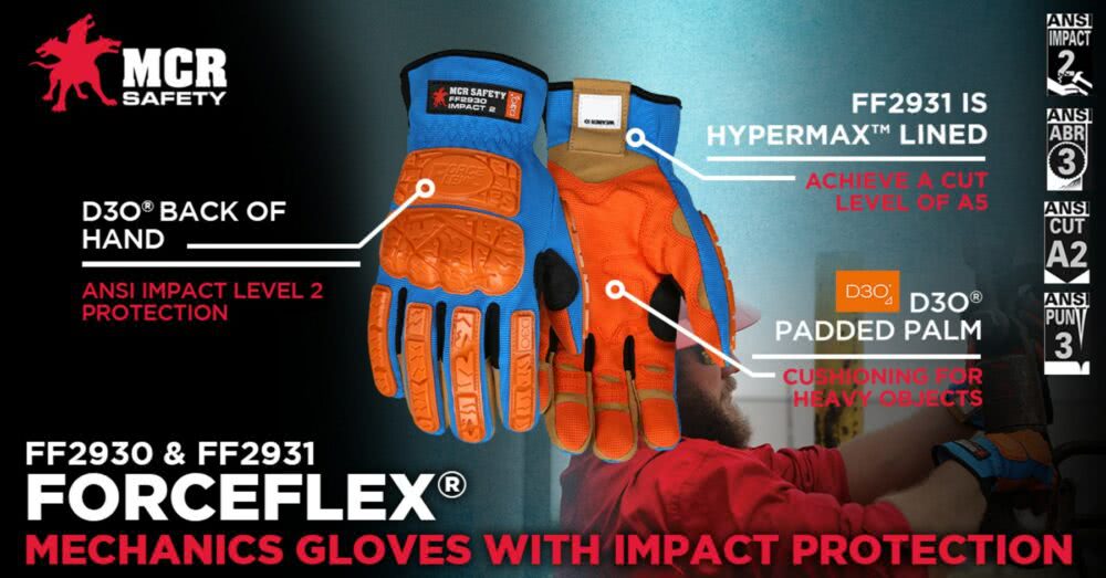 MCR Safety Gloves ForceFlex Multi-Task D3O Winter HyperMax (FF2932XL)