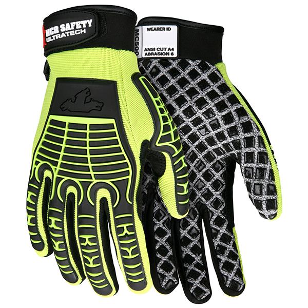 MCR Safety Gloves UltraTech Multi-Task HV Lime Rough Pad (MC502M)