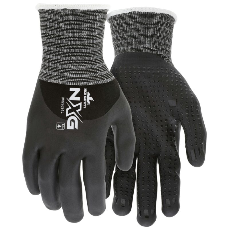 MCR Safety Gloves Nylon Bi-Polymer Coat, Nitrile Dots L (MG9694L)