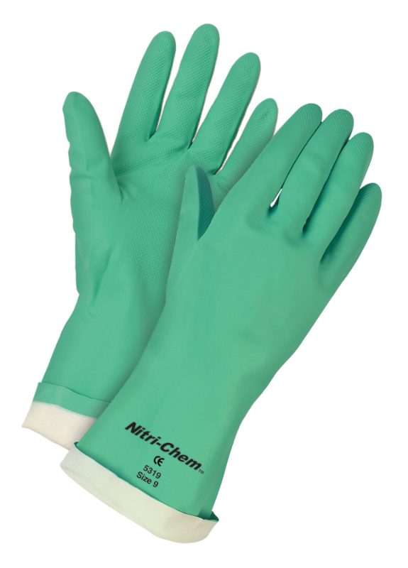 MCR Safety Gloves Green Microfinish Nitrile 12" Glove S (MG9756S)