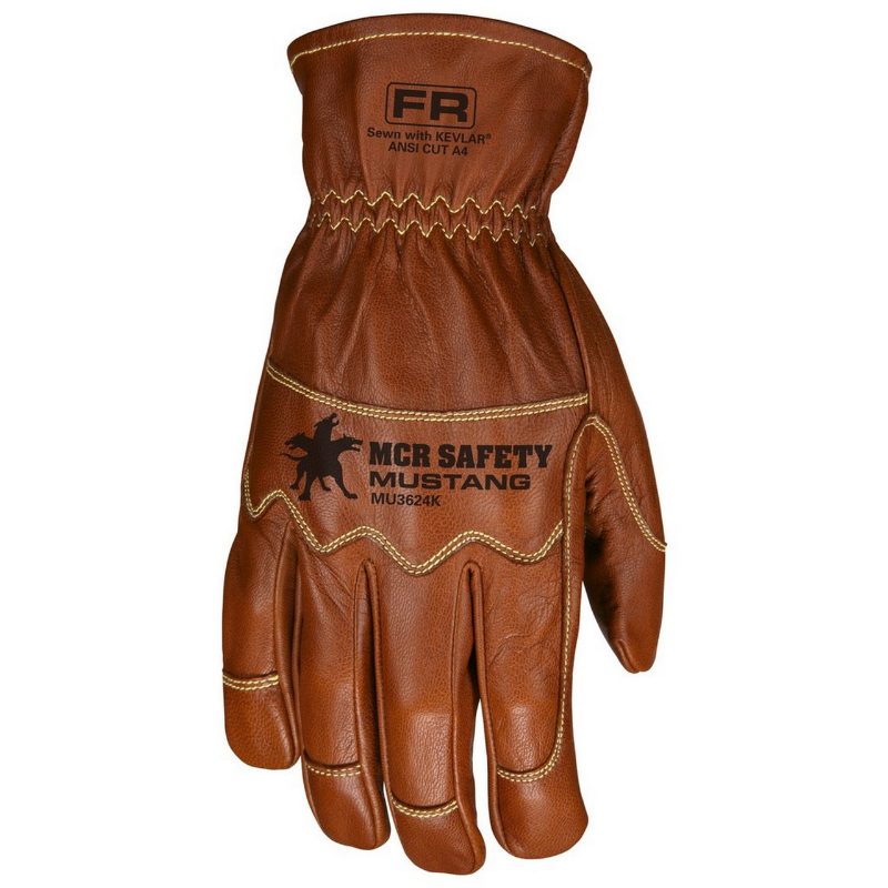 MCR Safety Gloves Grain Goat Dbl Plm Kevlar Long Cuff Drvr (MU3624GKL)