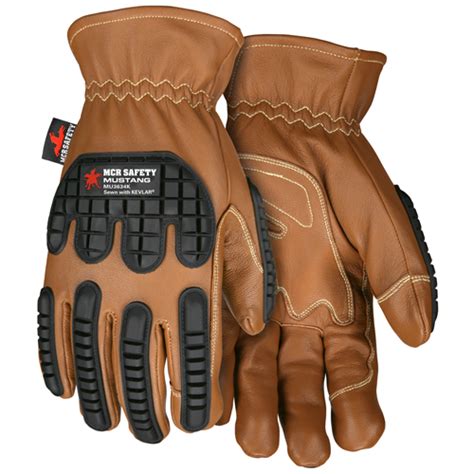 MCR Safety Gloves Grain Goat Dbl Palm Kevlar TPR Driver XL (MU3634KXL)