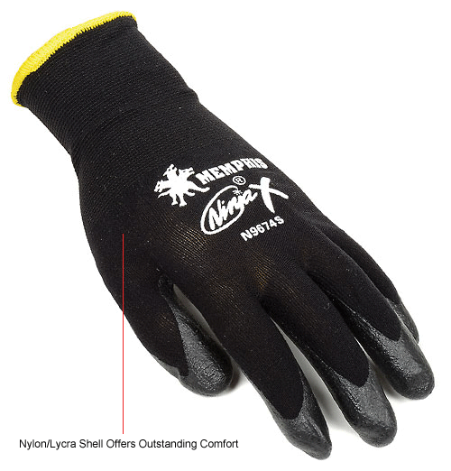 MCR Safety Gloves Ninja X, 15 Ga. Bi-Polymer, Nylon Shell (N9674L)