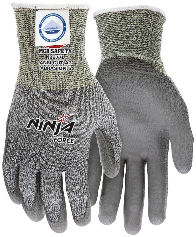 MCR Safety Gloves Ninja Force – 13 G Diamond/Syn/FG PU XL (N9677XL)