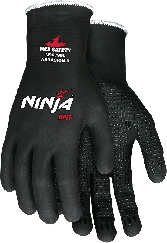 MCR Safety Gloves Ninja BNF, 15 G-full and dots coat S (N96795S)