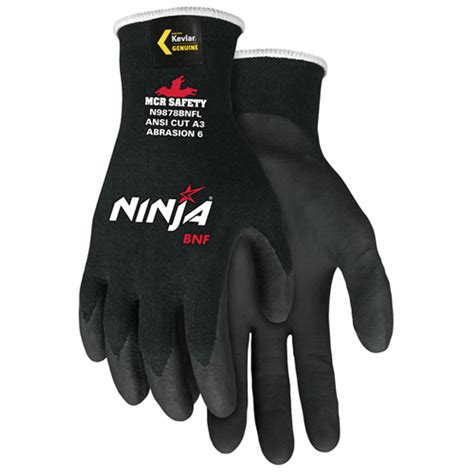 MCR Safety Gloves Ninja BNF, 18ga Black Kevlar M (N9878BNFM)