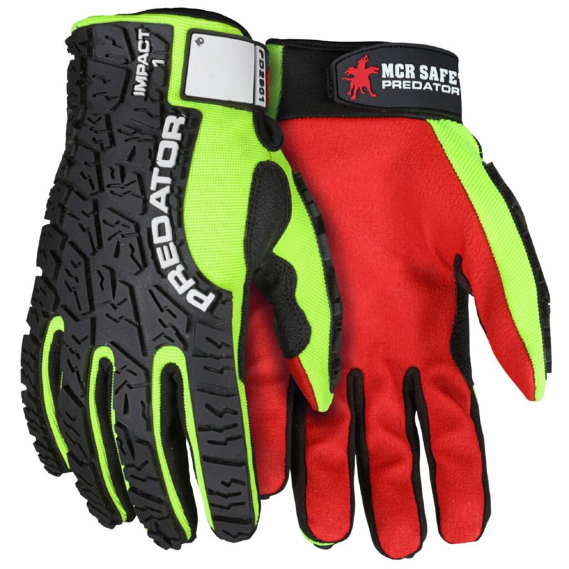 MCR Safety Gloves Predator Multi-Task HV Lime Red PVC Palm (PD2901S)