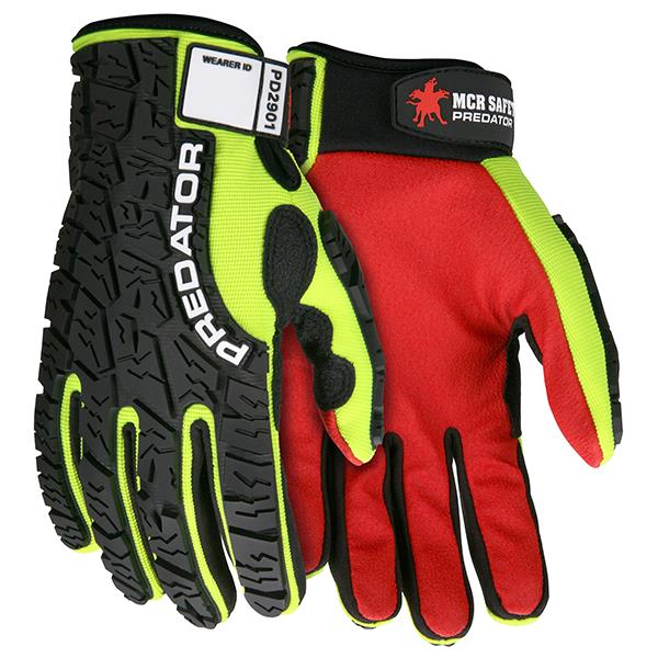 MCR Safety Gloves Predator Multi-Task HV Lime Red PVC Palm (PD2901XXXL)