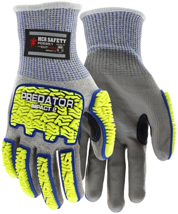 MCR Safety Gloves Predator IMP2 92743-A6, Gray PU L (PD6951L)