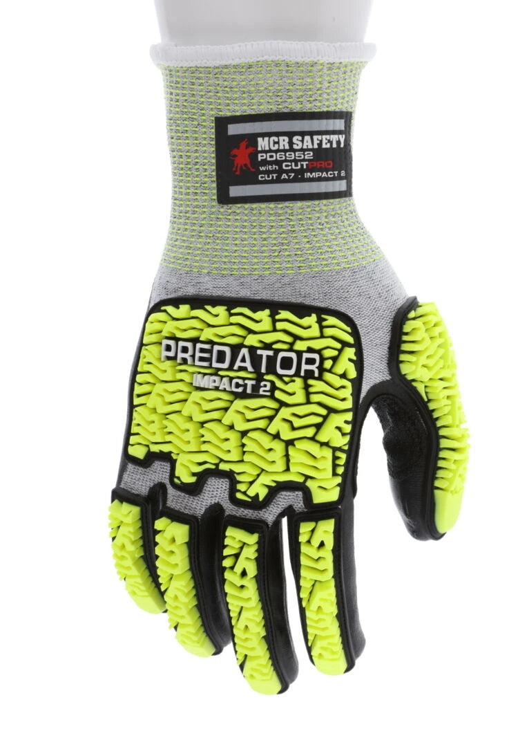 MCR Safety Gloves Predator IMP2 92743-A7, Black BP L (PD6952L)