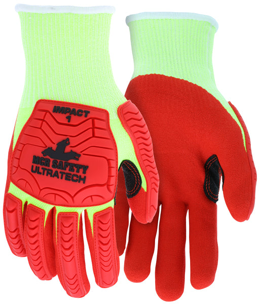 MCR Safety Gloves UltraTech Stitched A4, Hivis Red SFN (UT1953XL)