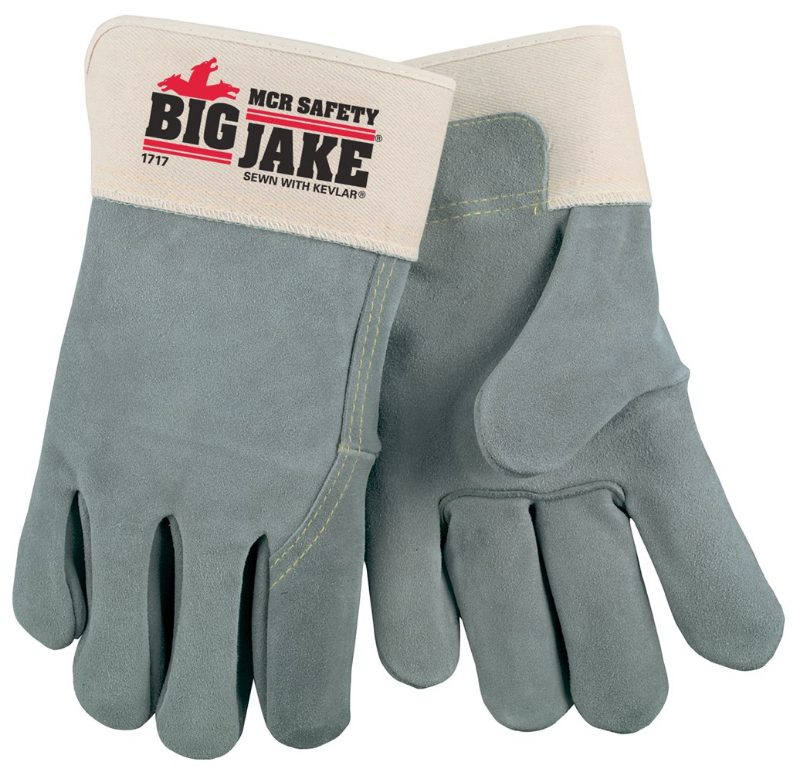 MCR Safety Gloves Side Full Lthr Bk & Plm Rbr Cuff L (VP16017L)
