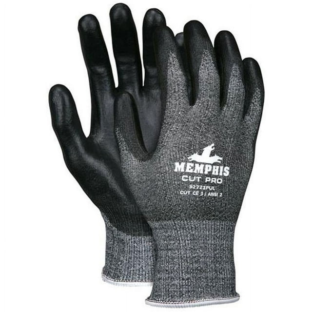 MCR Safety Gloves VP,Cut Pro,13ga S/P HPPE, Black PU M (VP92723PUM)