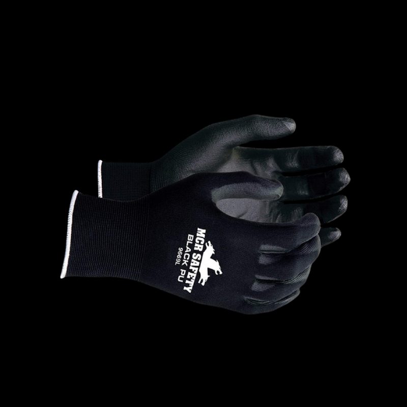 MCR Safety Gloves Black Nylon Black PU 13 Gauge L (VP9669L)
