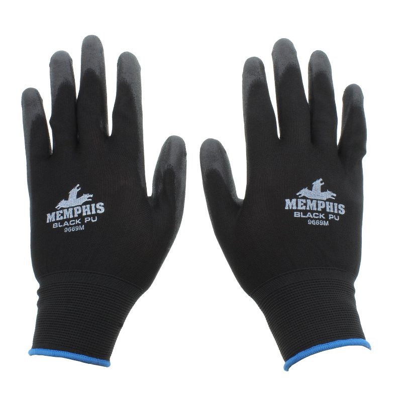 MCR Safety Gloves Black Nylon Black PU 13 Gauge M (VP9669M)