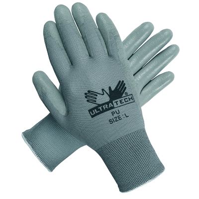 MCR Safety Gloves UltraTech Gray PU Palm Nylon 13 Gauge L (VP9696L)