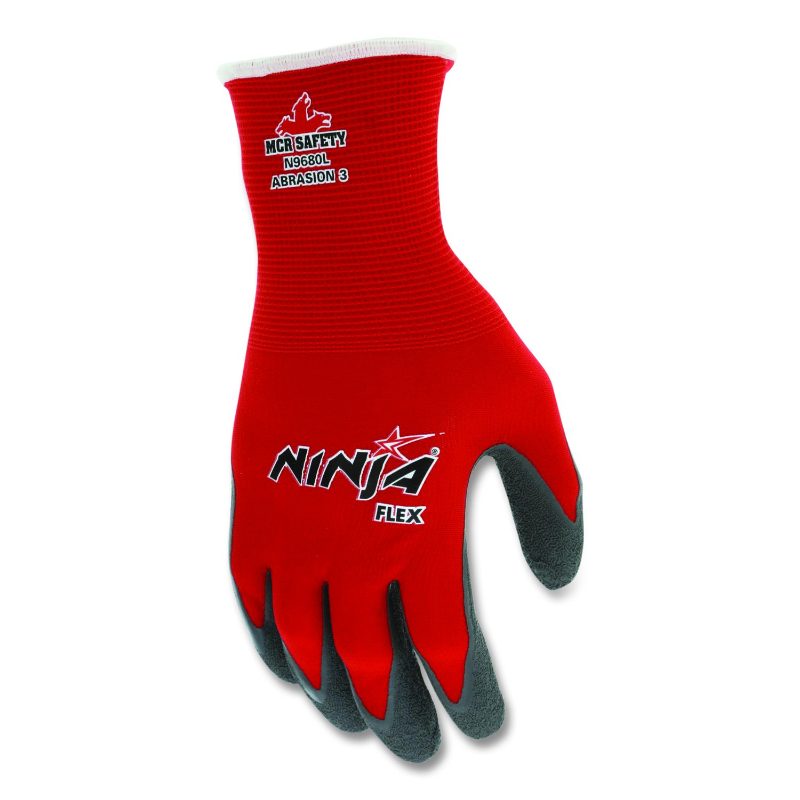 MCR Safety Gloves Ninja Flex, 15 Ga, Latex Coat-Red Nylon (VPN9680S)